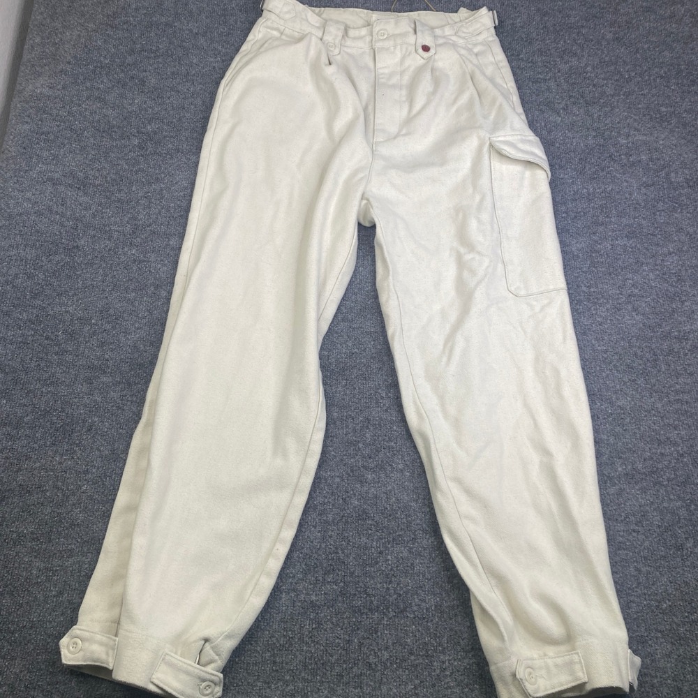 Elwood Mens Cream Off White Military Cargo Pants Wool Utility Twill Adjustable